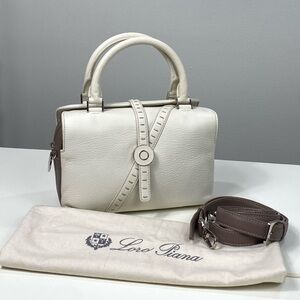 💯 Authentic Loro Piana Bridle Ivory and Taupe Small Bag NEW